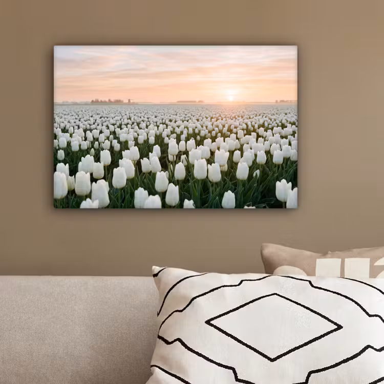 Tulpen - Landschap - Wit canvas 2cm klein -sfeer3