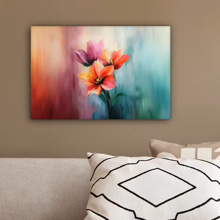 Tulpen - Lichtreflecties - Kleurverloop canvas 2cm klein -sfeer3