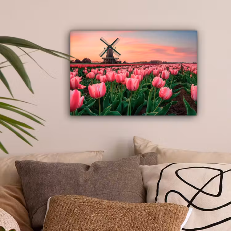 Tulpen - Molen - Nederland canvas 2cm klein -sfeer1