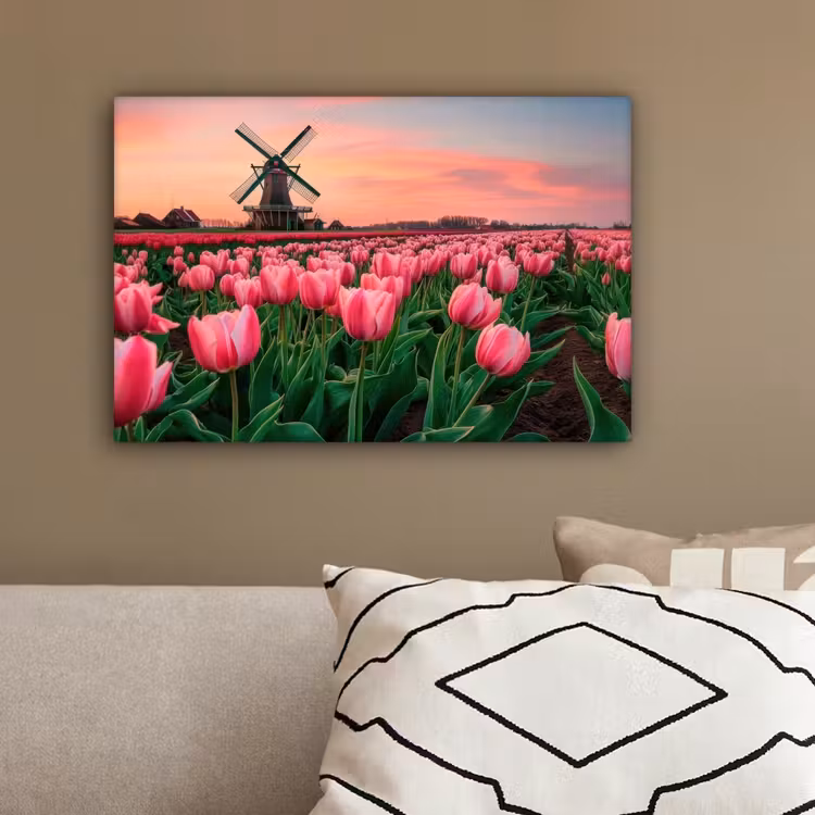 Tulpen - Molen - Nederland canvas 2cm klein -sfeer3