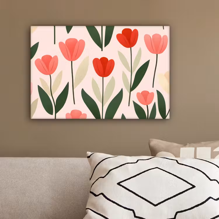Tulpen - Modern - Roze canvas 2cm klein -sfeer3