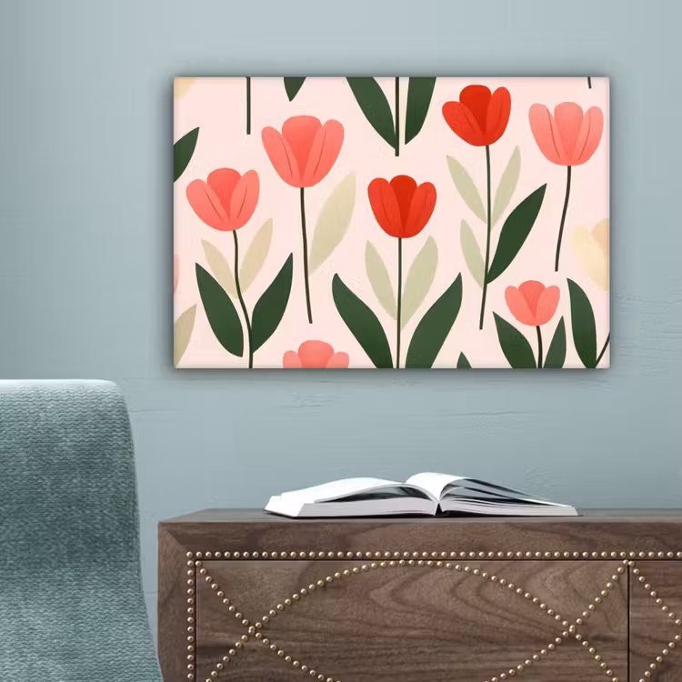 Tulpen - Modern - Roze canvas 2cm klein -sfeer4