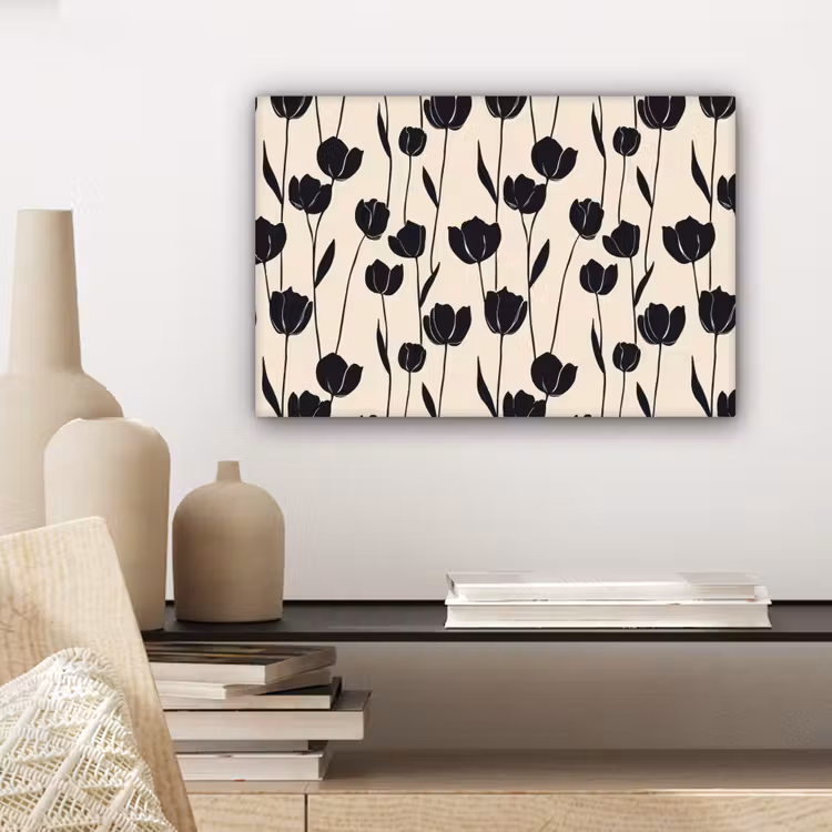 Tulpen - Patroon - Zwart canvas 2cm klein 34 -sfeer6