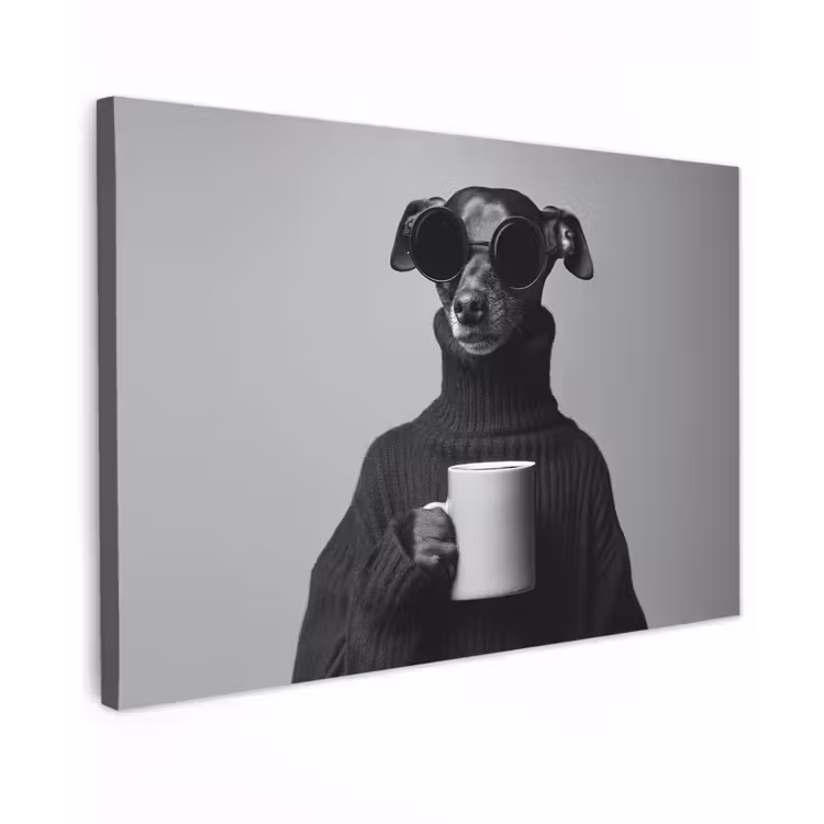 Coltrui - Hond - Bril - Mok canvas 2cm klein -z3d