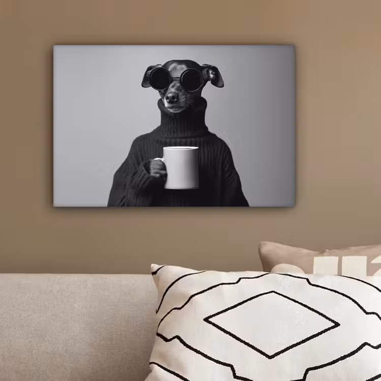Coltrui - Hond - Bril - Mok canvas 2cm klein -sfeer3
