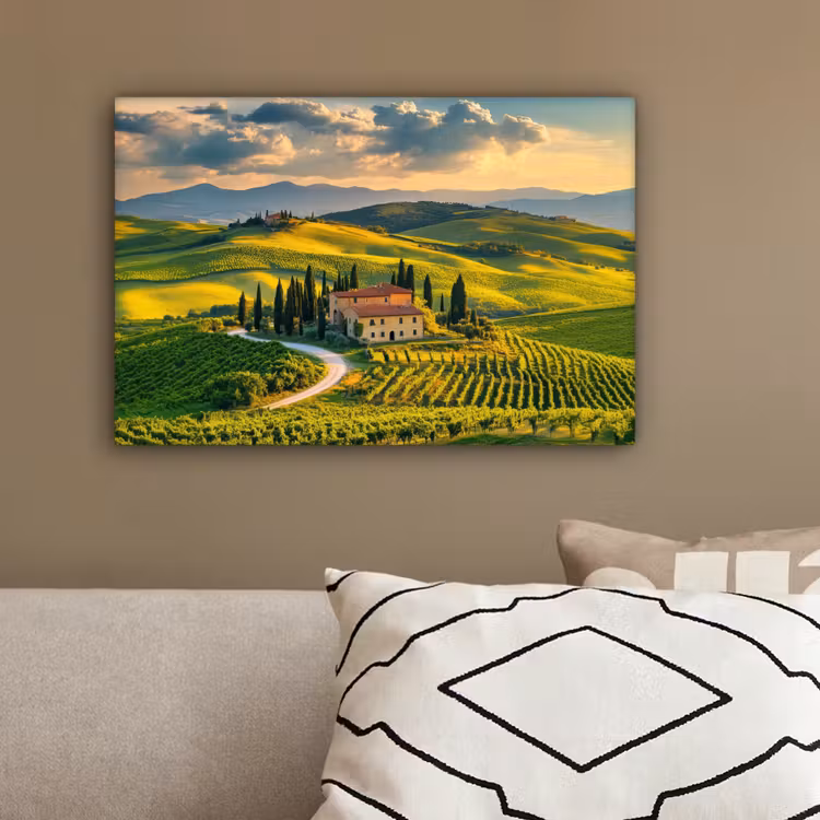 Toscane - Landschap - Wijngaarden canvas 2cm klein -sfeer3