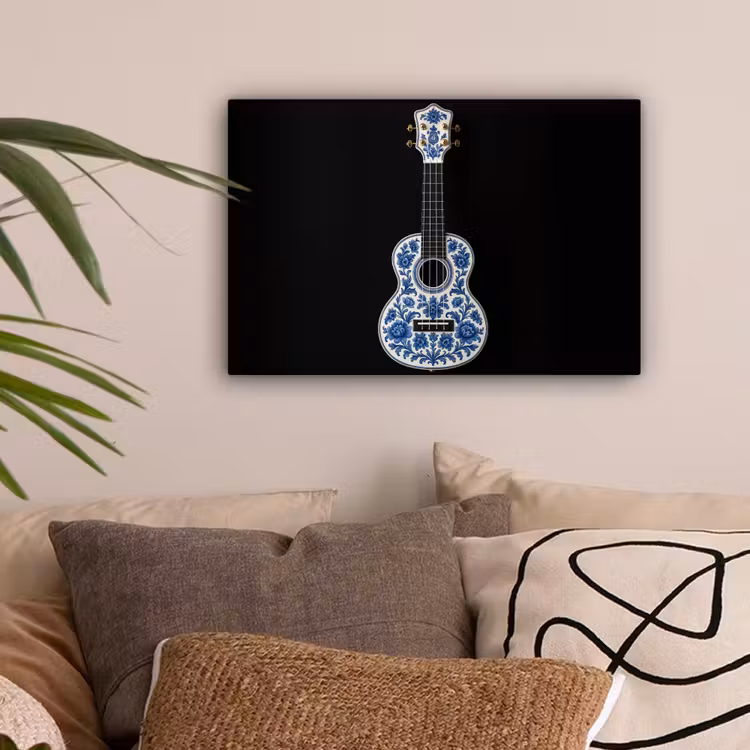 Ukelele - Delfts - Blauw - Muziek canvas 2cm klein -sfeer1
