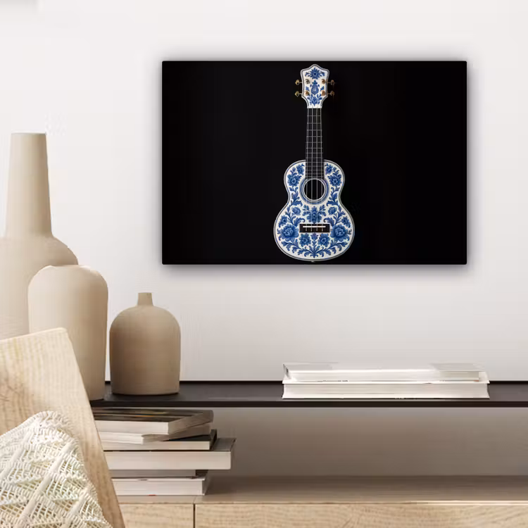 Ukelele - Delfts - Blauw - Muziek canvas 2cm klein -sfeer6