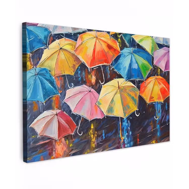 Paraplu's - Schilderij - Kunst - Regenboog canvas 2cm klein -z3d