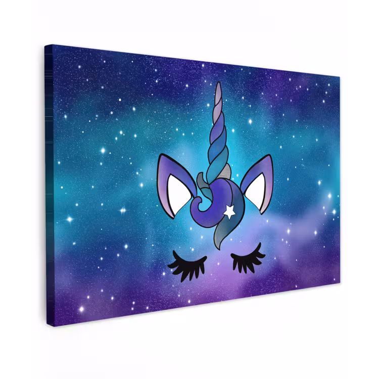 Eenhoorn - Sterrenhemel - Ster - Blauw canvas 2cm klein -z3d