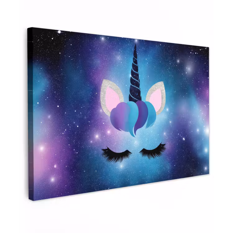 Eenhoorn - Sterrenstelsel - Magisch - Blauw canvas 2cm klein -z3d