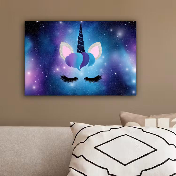 Eenhoorn - Sterrenstelsel - Magisch - Blauw canvas 2cm klein -sfeer3