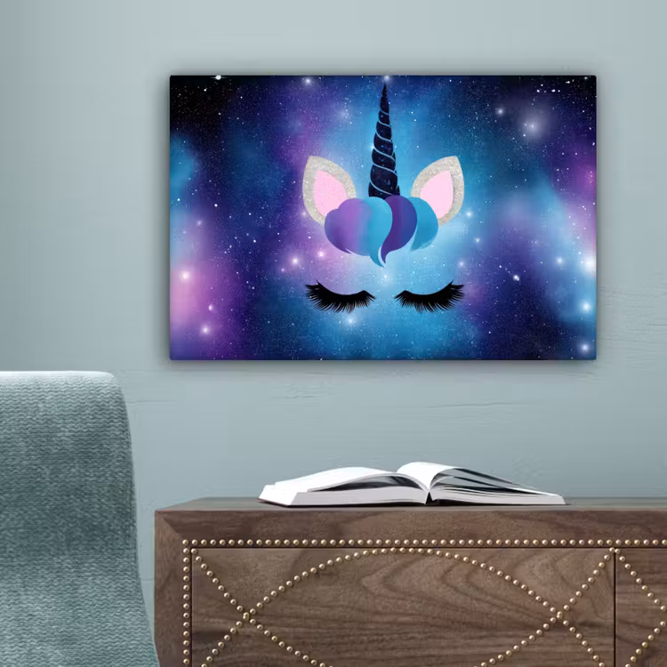 Eenhoorn - Sterrenstelsel - Magisch - Blauw canvas 2cm klein -sfeer4