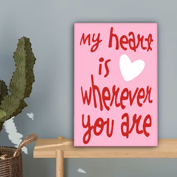 Valentijn - Hart - Liefde - Roze canvas 2cm klein -sfeer4
