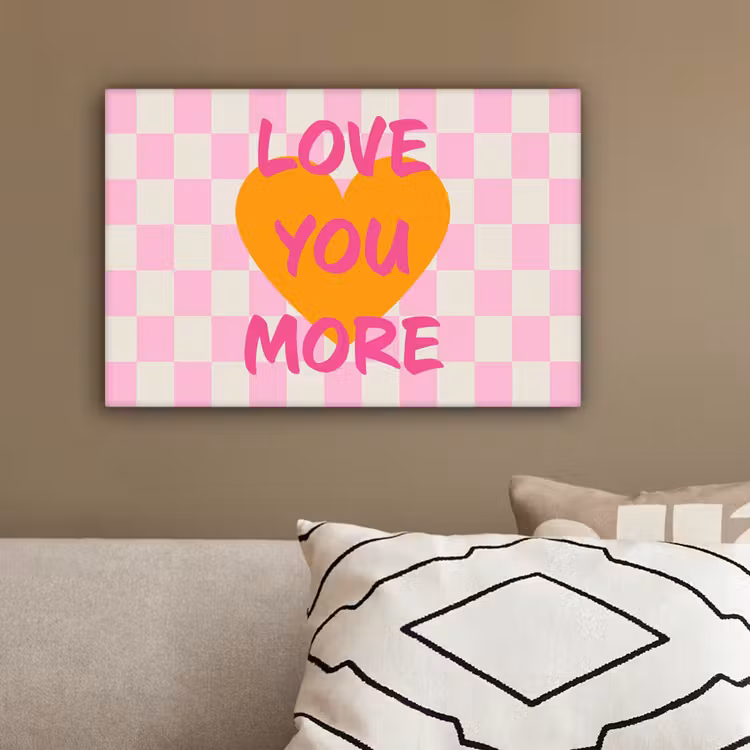 Valentijn - Love - Roze - Oranje canvas 2cm klein -sfeer3