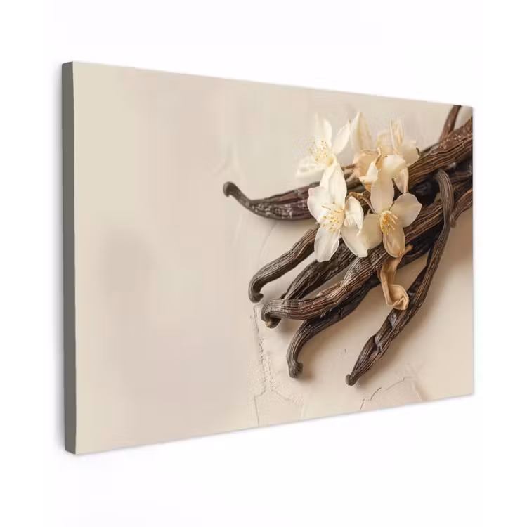Vanille - Bloemen - Beige canvas 2cm klein -z3d