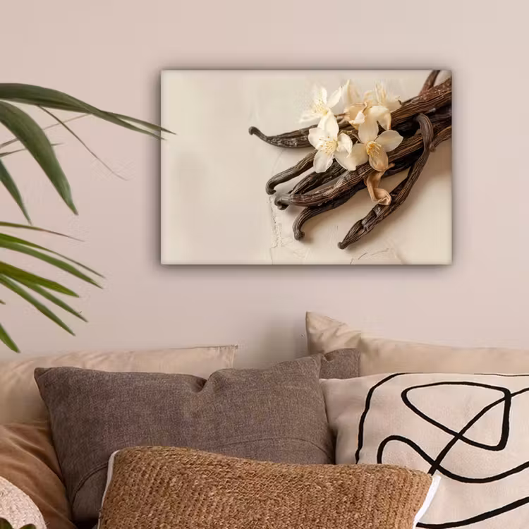 Vanille - Bloemen - Beige canvas 2cm klein -sfeer1
