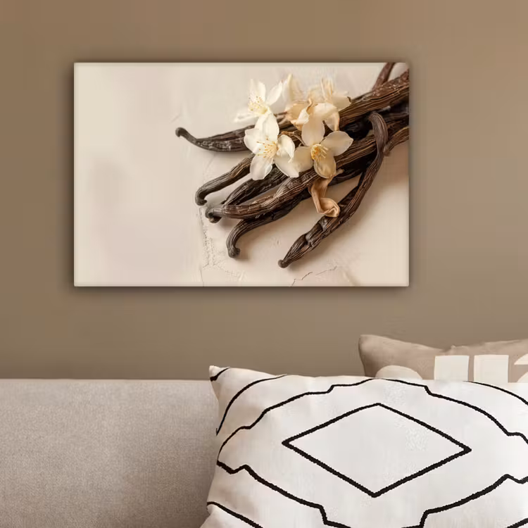 Vanille - Bloemen - Beige canvas 2cm klein -sfeer3