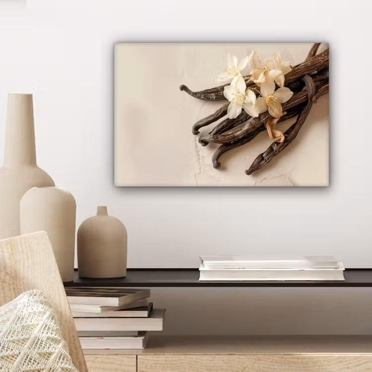 Vanille - Bloemen - Beige canvas 2cm klein -sfeer6