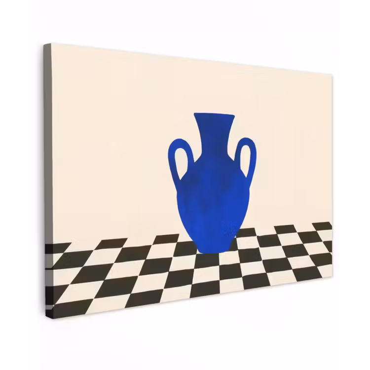 Vaas - Blauw - Geblokt - Modern canvas 2cm klein -z3d