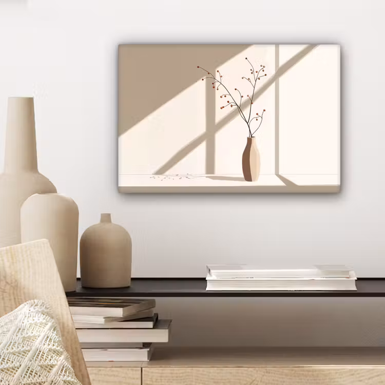 Vaas - Takken - Bessen - Minimalistisch canvas 2cm klein -sfeer6