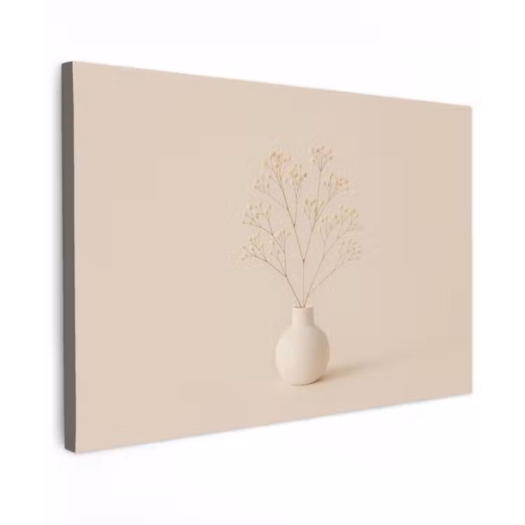 Vaas - Takken - Bloemetjes - Wit canvas 2cm klein -z3d