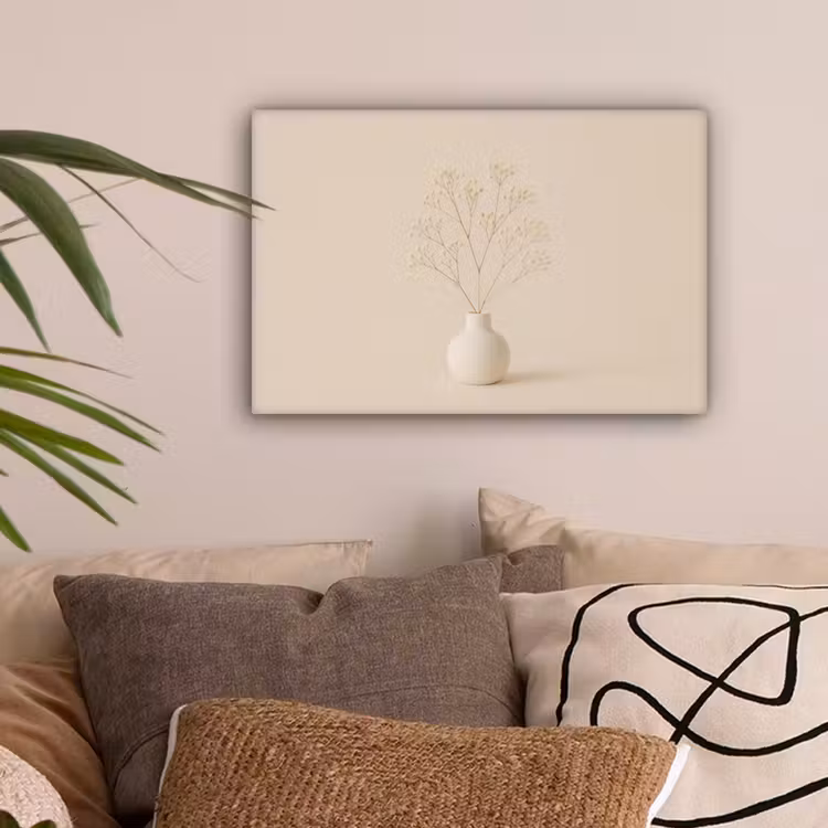 Vaas - Takken - Bloemetjes - Wit canvas 2cm klein -sfeer1