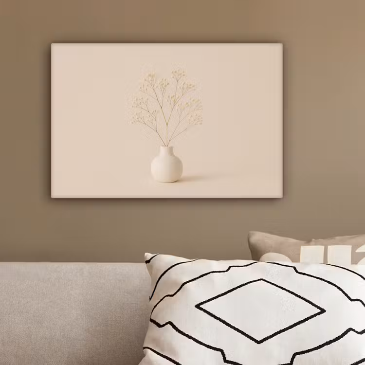 Vaas - Takken - Bloemetjes - Wit canvas 2cm klein -sfeer3
