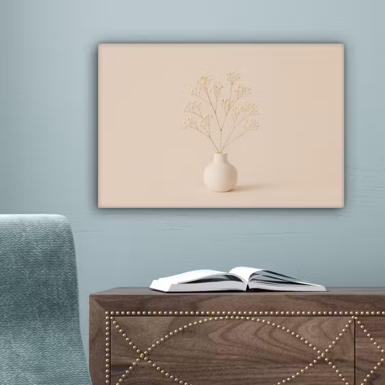 Vaas - Takken - Bloemetjes - Wit canvas 2cm klein -sfeer4