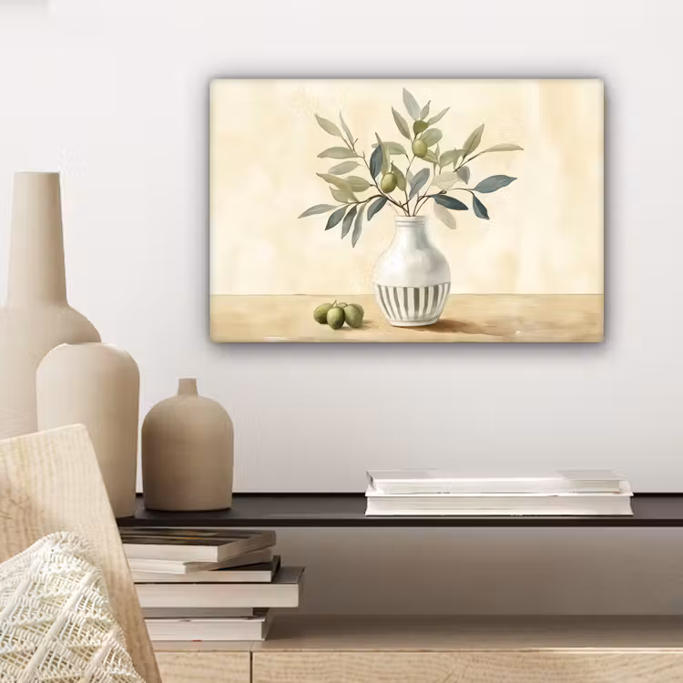Vaas - Keramiek - Olijftakken canvas 2cm klein -sfeer6