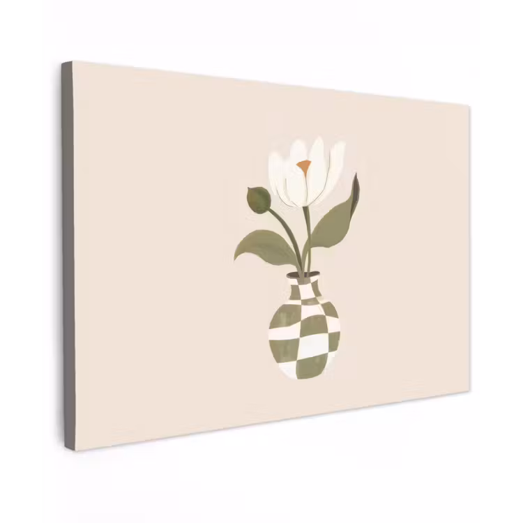 Vaas - Geruit - Bloem - Groen canvas 2cm klein -z3d