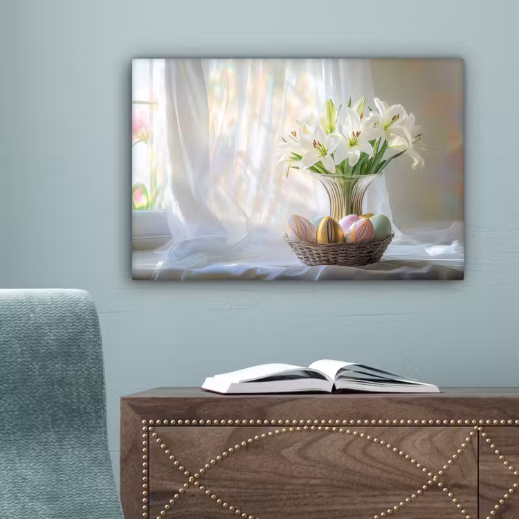Vaas - Eieren - Bloemen canvas 2cm klein -sfeer4