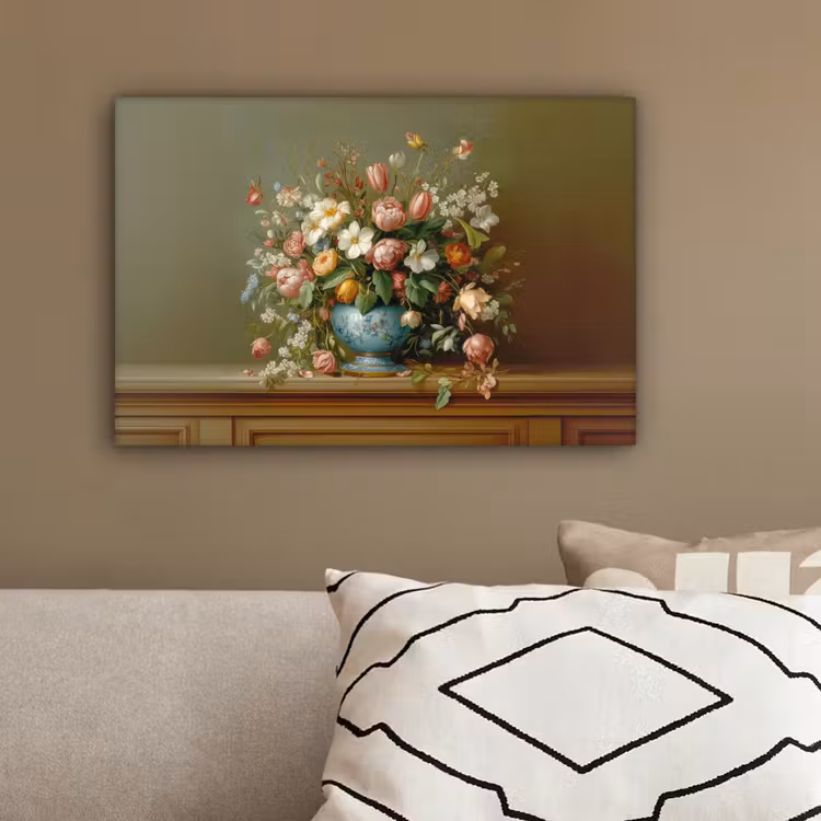 Vaas - Pastel - Kleuren - Bloemen canvas 2cm klein -sfeer3