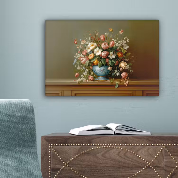 Vaas - Pastel - Kleuren - Bloemen canvas 2cm klein -sfeer4