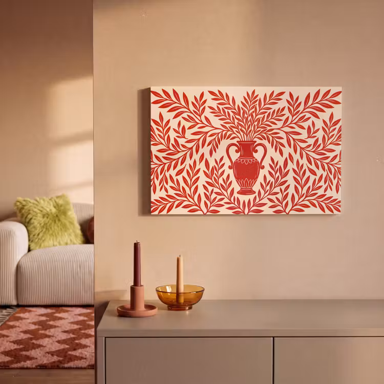 Vaas - Planten - Decoratie - Abstract - Rood canvas 2cm klein -sfeer1