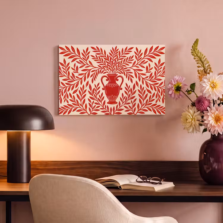 Vaas - Planten - Decoratie - Abstract - Rood canvas 2cm klein -sfeer4