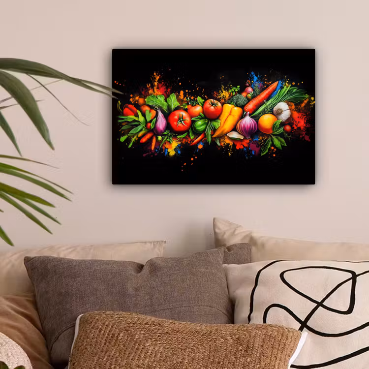 Groente - Eten - Kruiden - Graffiti - Koken canvas 2cm klein -sfeer1