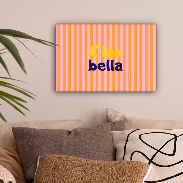 Verticaal - Strepen - Oranje - Ciao bella canvas 2cm klein -sfeer1