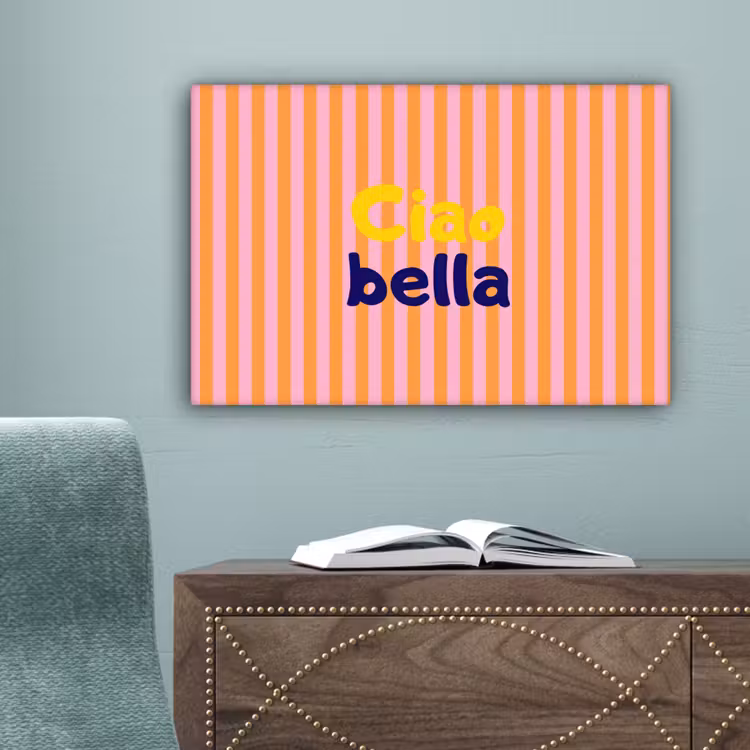 Verticaal - Strepen - Oranje - Ciao bella canvas 2cm klein -sfeer4