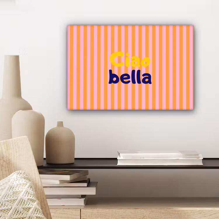 Verticaal - Strepen - Oranje - Ciao bella canvas 2cm klein -sfeer6