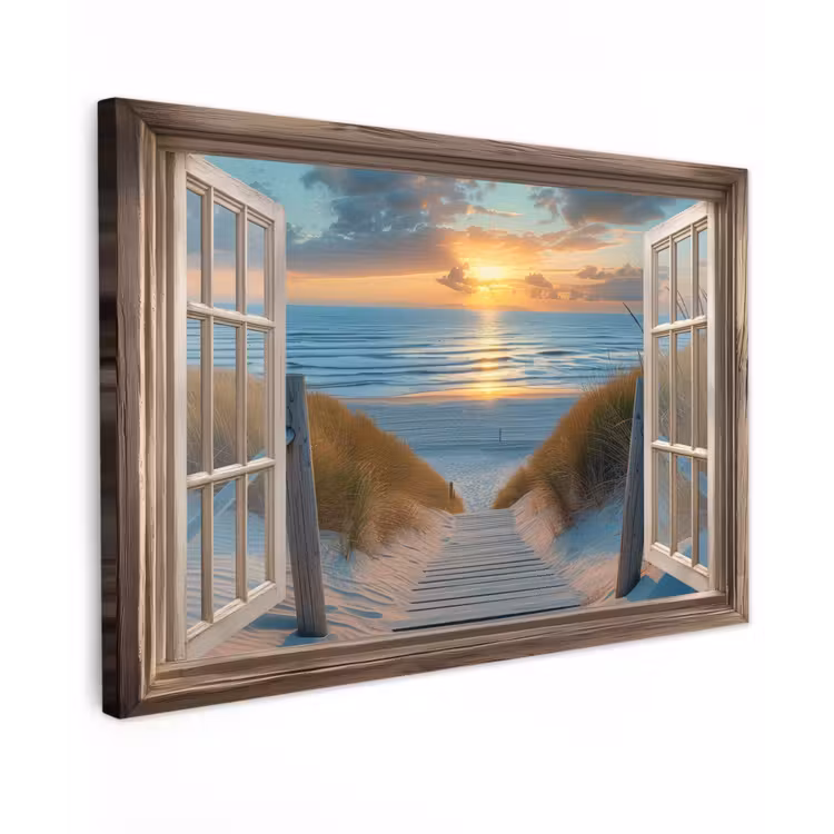 Doorkijk - Strand - Pad - Zonsondergang canvas 2cm klein -z3d