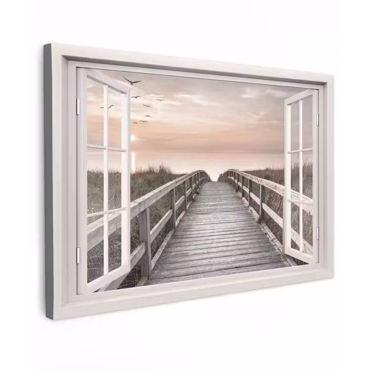 Doorkijk - Strand - Zee - Zonsondergang canvas 2cm klein -z3d