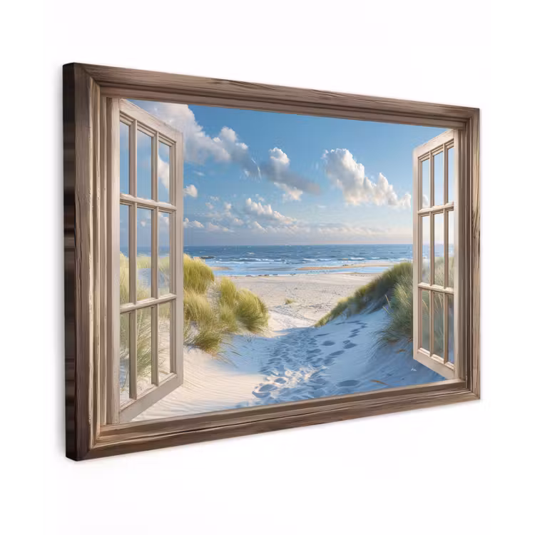 Doorkijk - Strand - Raam - Duinen - Zee canvas 2cm klein -z3d
