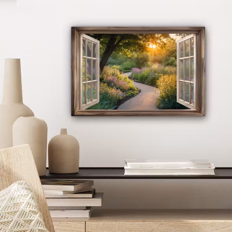 Doorkijk - Bloemen - Natuur - Zon - Pad canvas 2cm klein -sfeer6