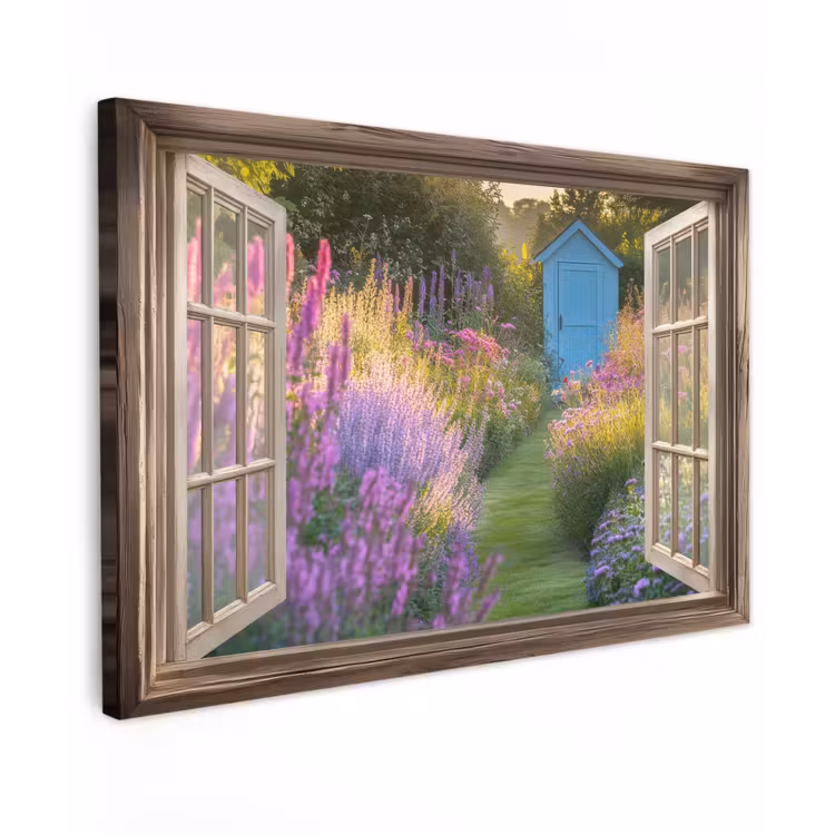 Doorkijk - Bloemen - Raam - Natuur canvas 2cm klein -z3d