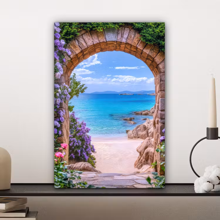 Doorkijk - Poort - Zee - Strand - Rotsen canvas 2cm klein -sfeer6