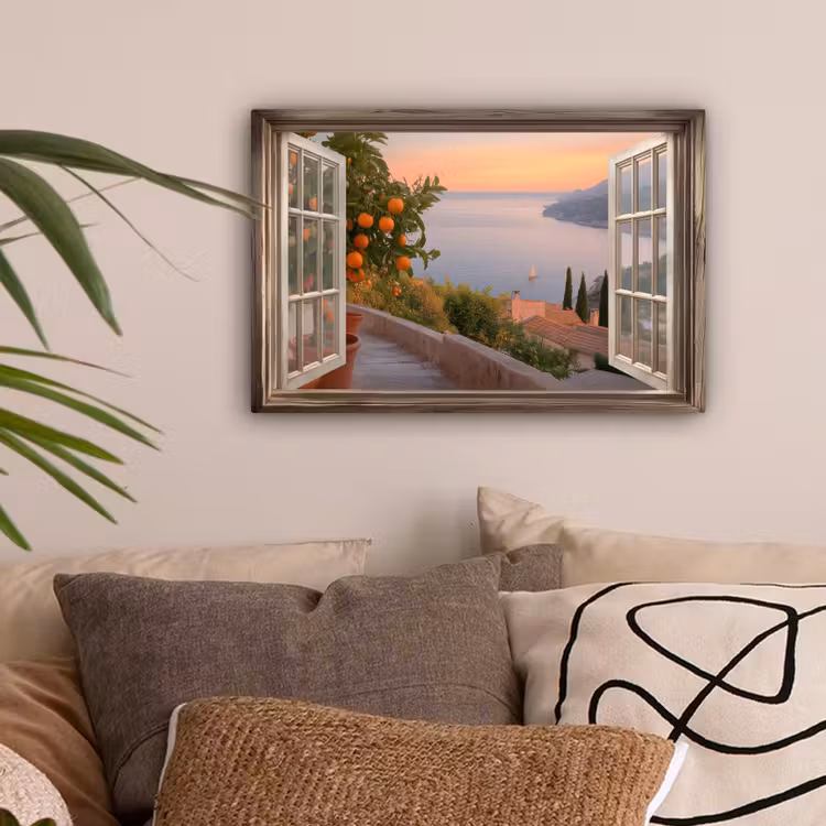 Doorkijk - Uitzicht - Meer - Landschap canvas 2cm klein -sfeer1
