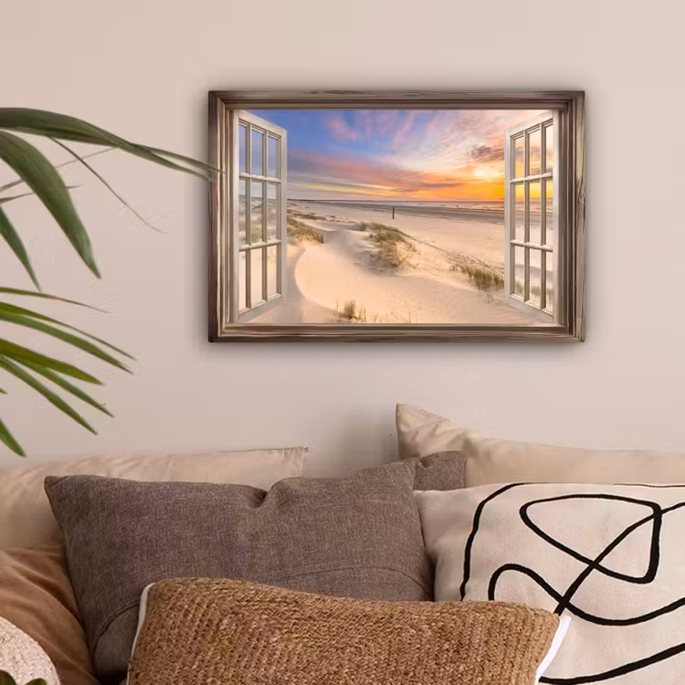 Doorkijk - Strand - Duinen - Natuur - Landschap canvas 2cm klein -sfeer1
