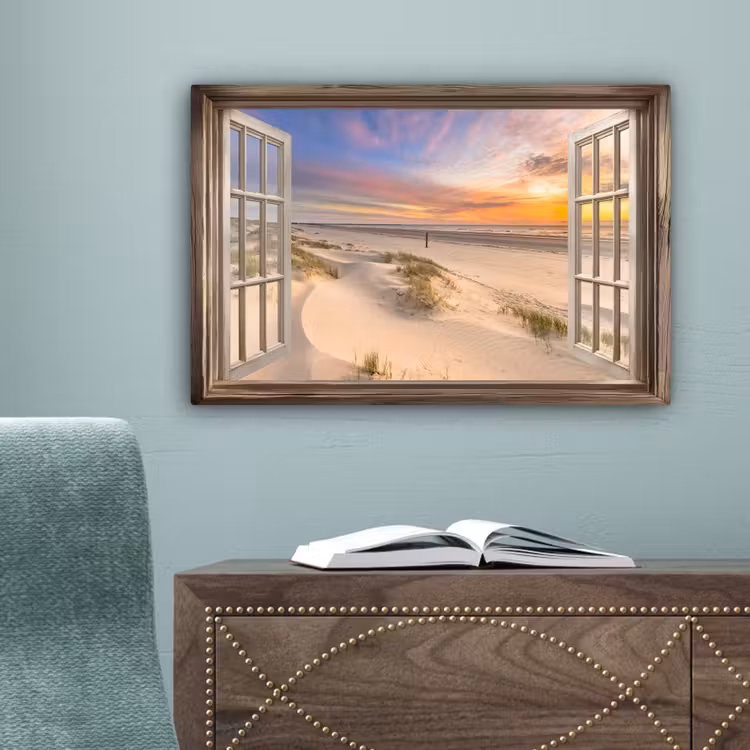 Doorkijk - Strand - Duinen - Natuur - Landschap canvas 2cm klein -sfeer4