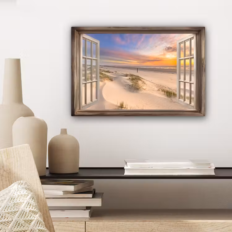 Doorkijk - Strand - Duinen - Natuur - Landschap canvas 2cm klein -sfeer6